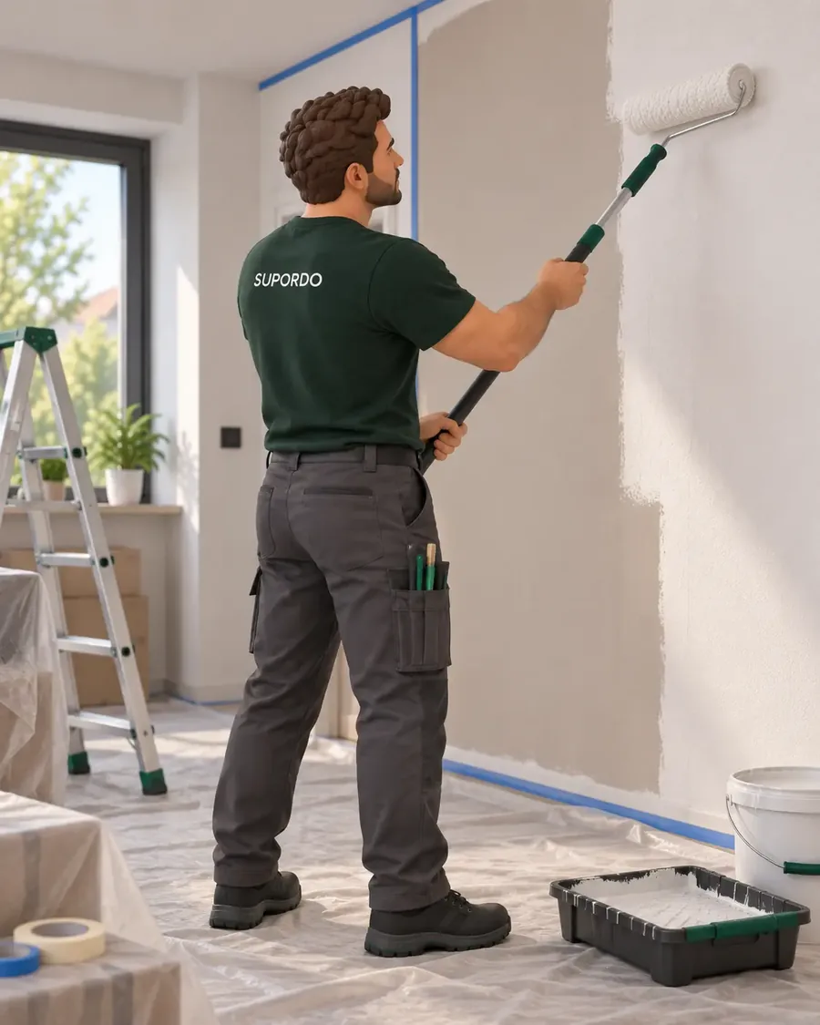 Peintre réalisant une peinture intérieure